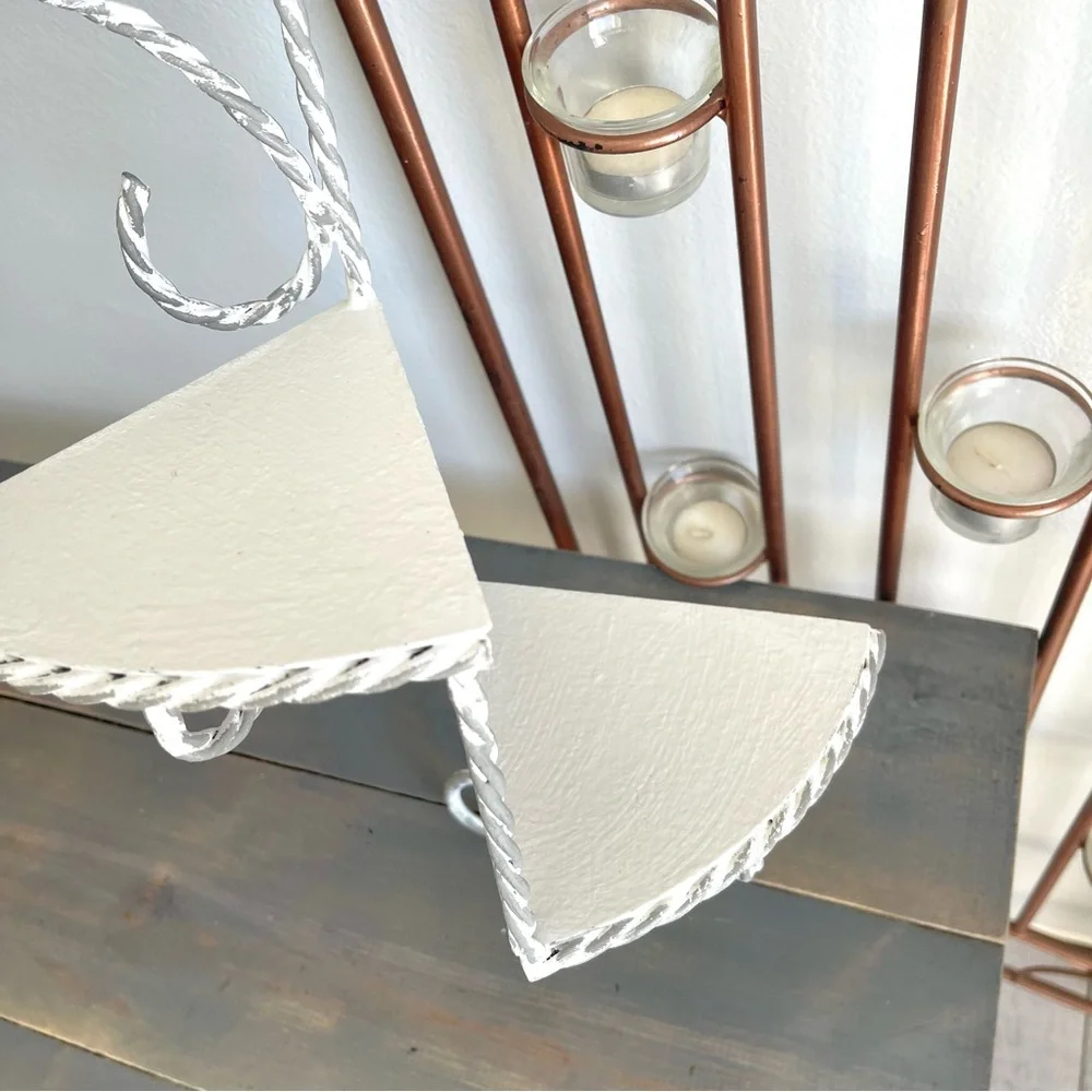Eclectic Revival Distressed Hand Painted Upcycled Vintage Hanging Corner Shelf